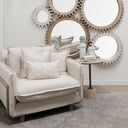 Roy II Beige Upholstered and Brown Wood Frame Arm Chair - Default Title