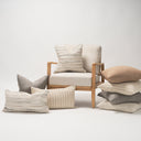 Jace Cream w Beige Stripe Linen-Cotton Square Decorative Pillow Cover - Default Title