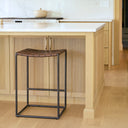 Clarissa 180L x 160W x 2625H Dark Brown Woven Leather Seat W Black Iron Frame Counter Stool - Default Title