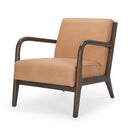 Cashel Accent Chair W Dark Brown Wood and Tan Genuine Leather - Default Title