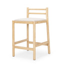 Sam Counter Stool W Light Brown Wood Frame and Beige Upholstered Seat - Default Title