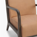 Cashel Accent Chair W Dark Brown Wood and Tan Genuine Leather - Default Title