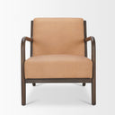 Cashel Accent Chair W Dark Brown Wood and Tan Genuine Leather - Default Title