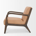 Cashel Accent Chair W Dark Brown Wood and Tan Genuine Leather - Default Title