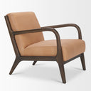Cashel Accent Chair W Dark Brown Wood and Tan Genuine Leather - Default Title