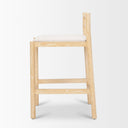 Sam Counter Stool W Light Brown Wood Frame and Beige Upholstered Seat - Default Title