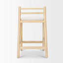 Sam Counter Stool W Light Brown Wood Frame and Beige Upholstered Seat - Default Title