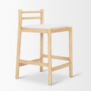 Sam Counter Stool W Light Brown Wood Frame and Beige Upholstered Seat - Default Title