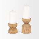 Aleena Wooden Candle Holder Set of 2 - Default Title