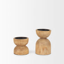 Aleena Wooden Candle Holder Set of 2 - Default Title