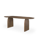Isla Oval Dining Table wDark Brown Wood Top Arched Legs - Default Title