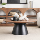 Mitchell 400L x 400W x 160H Black Metal Pedestal Base with Brown Wood Top Coffee Table - Default Title