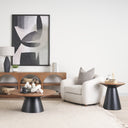 Mitchell 220L x 220W x 230H Black Metal Pedetal Base with Brown Wood Top Side Table - Default Title