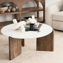 Rumer Dark Brown Wood w White Marble Coffee Table - Default Title