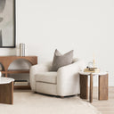 Rumer Dark Brown Wood w White Marble Side Table - Default Title