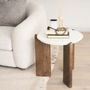Rumer Dark Brown Wood w White Marble Side Table - Default Title