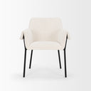 Brently Dining Chair w Cream Boucle Fabric Matte Black Metal Legs - Default Title