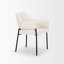 Brently Dining Chair w Cream Boucle Fabric Matte Black Metal Legs - Default Title