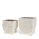 Medina Off White w Gold Antiquing Metal Planters Set of 2 - Default Title