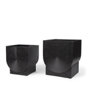 Medina Antiqued Black Metal Planters Set of 2 - Default Title