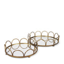 Lenore Round MetalMirror Tray Gold Set of 2 - Default Title