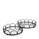 Lenore Round MetalMirror Tray Black Set of 2 - Default Title