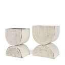 Medina Off White w Gold Antiquing Tall Metal Planters Set of 2 - Default Title