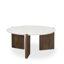 Rumer Dark Brown Wood w White Marble Coffee Table - Default Title
