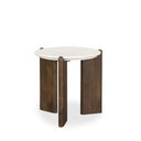 Rumer Dark Brown Wood w White Marble Side Table - Default Title