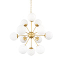 Barbara Brushed Gold Metal w Frosted Glass Globes 11-Light Chandelier - Default Title
