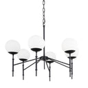 Edie Matte Black Metal w Frosted Glass Globes 6-Light Chandelier - Default Title