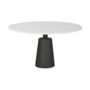 Maxwell 48L x 48W x 30H Round White Marble Top w Black Metal and Wood Pedestal Base Dining Table - Default Title