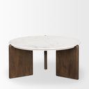 Rumer Dark Brown Wood w White Marble Coffee Table - Default Title