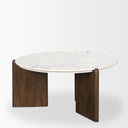 Rumer Dark Brown Wood w White Marble Coffee Table - Default Title