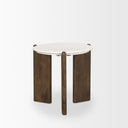Rumer Dark Brown Wood w White Marble Side Table - Default Title