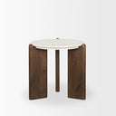 Rumer Dark Brown Wood w White Marble Side Table - Default Title