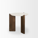 Rumer Dark Brown Wood w White Marble Side Table - Default Title