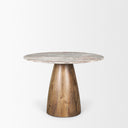 Allyson 42 Round Brown Wood Pedestal w Savar Pink Marble Top Dining Table - Default Title