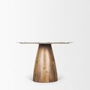 Allyson 42 Round Brown Wood Pedestal w Savar Pink Marble Top Dining Table - Default Title