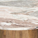 Allyson 42 Round Brown Wood Pedestal w Savar Pink Marble Top Dining Table - Default Title