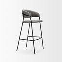 Carolyn Bar Stool w Gray Fabric Matte Black Metal - Default Title