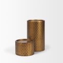 Gage Antiqued Gold Honeycomb Textured Metal Candle Holder Set of 2 - Default Title