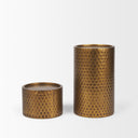 Gage Antiqued Gold Honeycomb Textured Metal Candle Holder Set of 2 - Default Title