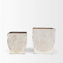 Medina Off White w Gold Antiquing Metal Planters Set of 2 - Default Title