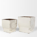 Medina Off White w Gold Antiquing Metal Planters Set of 2 - Default Title