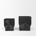 Medina Antiqued Black Metal Planters Set of 2 - Default Title