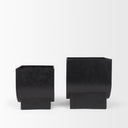 Medina Antiqued Black Metal Planters Set of 2 - Default Title