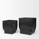 Medina Antiqued Black Metal Planters Set of 2 - Default Title