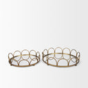 Lenore Round MetalMirror Tray Gold Set of 2 - Default Title
