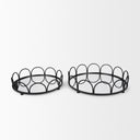 Lenore Round MetalMirror Tray Black Set of 2 - Default Title